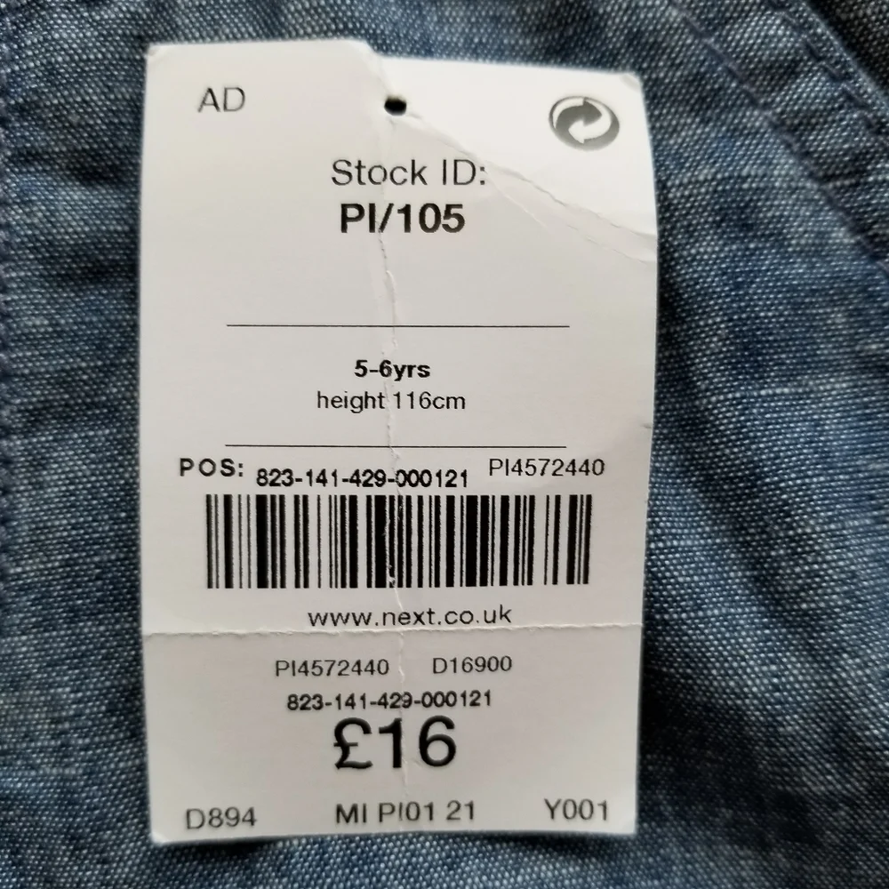 2011 nwt NEXT Direct 5-6 years boy girl chambray overalls - Picture 4 of 15